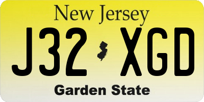 NJ license plate J32XGD