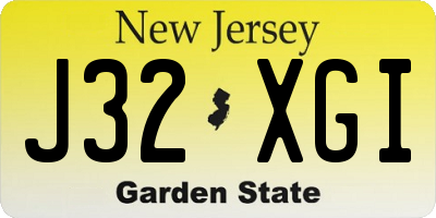 NJ license plate J32XGI