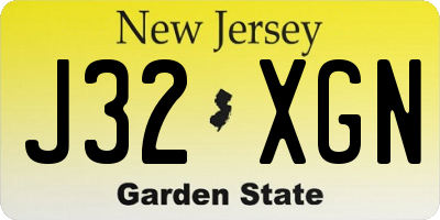 NJ license plate J32XGN