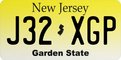NJ license plate J32XGP