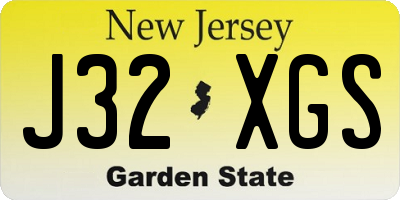 NJ license plate J32XGS