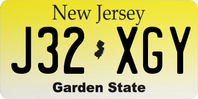 NJ license plate J32XGY