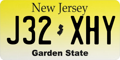 NJ license plate J32XHY