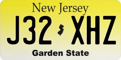 NJ license plate J32XHZ