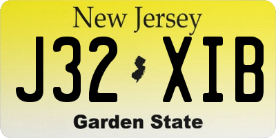 NJ license plate J32XIB