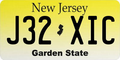 NJ license plate J32XIC