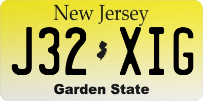 NJ license plate J32XIG