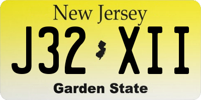 NJ license plate J32XII