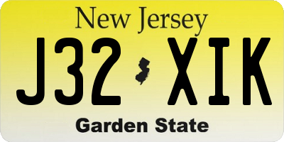 NJ license plate J32XIK