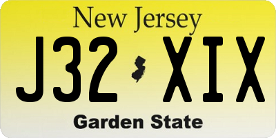 NJ license plate J32XIX