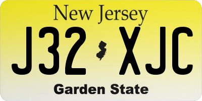 NJ license plate J32XJC
