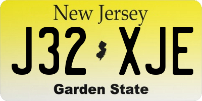 NJ license plate J32XJE