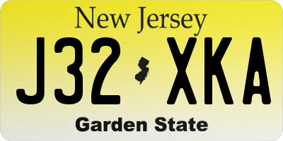 NJ license plate J32XKA