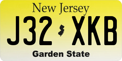 NJ license plate J32XKB
