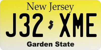 NJ license plate J32XME