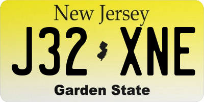 NJ license plate J32XNE