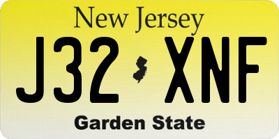 NJ license plate J32XNF
