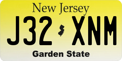NJ license plate J32XNM