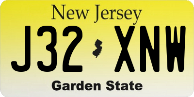 NJ license plate J32XNW