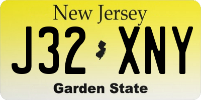 NJ license plate J32XNY