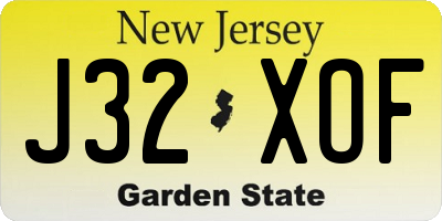 NJ license plate J32XOF