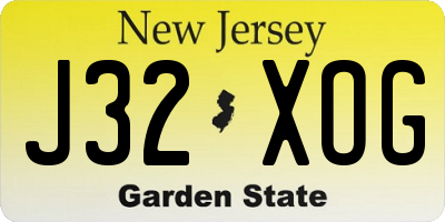 NJ license plate J32XOG