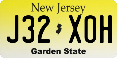 NJ license plate J32XOH
