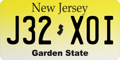 NJ license plate J32XOI