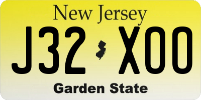 NJ license plate J32XOO