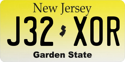 NJ license plate J32XOR