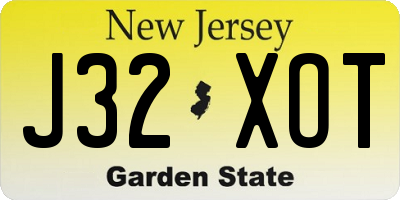 NJ license plate J32XOT