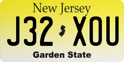 NJ license plate J32XOU