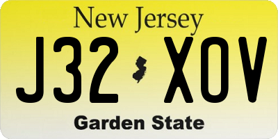 NJ license plate J32XOV