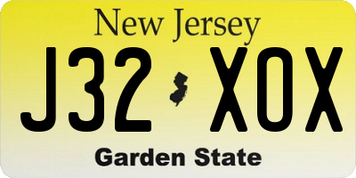 NJ license plate J32XOX