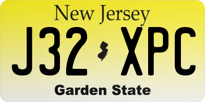 NJ license plate J32XPC