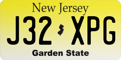 NJ license plate J32XPG