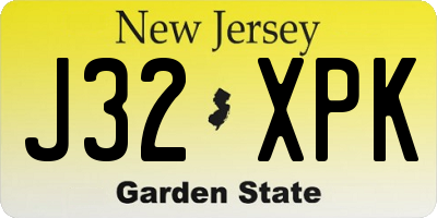 NJ license plate J32XPK