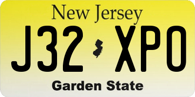 NJ license plate J32XPO