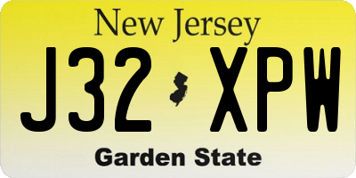 NJ license plate J32XPW