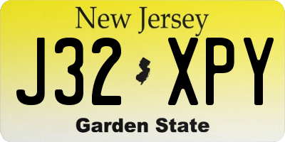 NJ license plate J32XPY