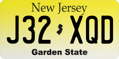 NJ license plate J32XQD