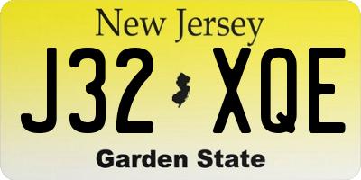 NJ license plate J32XQE