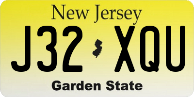 NJ license plate J32XQU