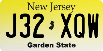 NJ license plate J32XQW