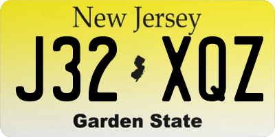 NJ license plate J32XQZ