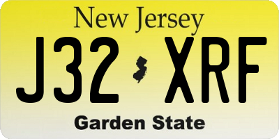 NJ license plate J32XRF