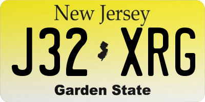 NJ license plate J32XRG
