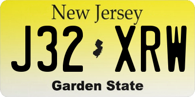 NJ license plate J32XRW