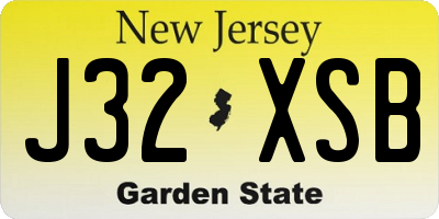 NJ license plate J32XSB