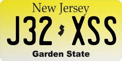 NJ license plate J32XSS